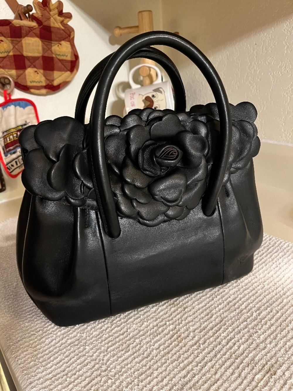Patricia Nash Black Leather Crossbody -missing strap